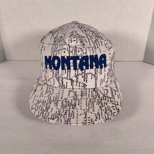 VTG The Duck Company Montana Map Baseball Cap Flat Brim Snapback One‎ Size Fits